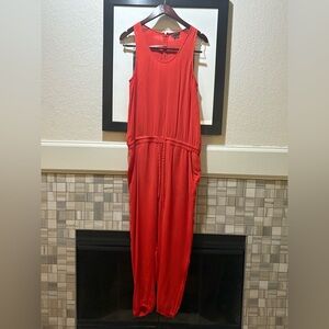 Theory Coral Sleeveless Silk Jumpsuit size Medium *
